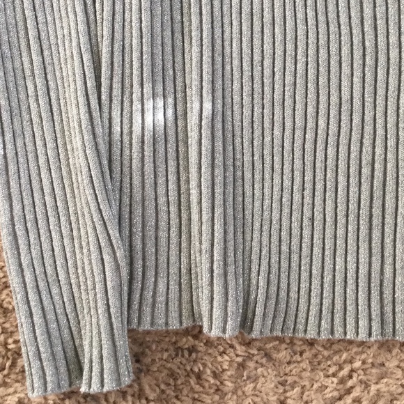 Express Womens Rib Knit Sparkle Gray Turtleneck Sweater - Picture 5 of 10